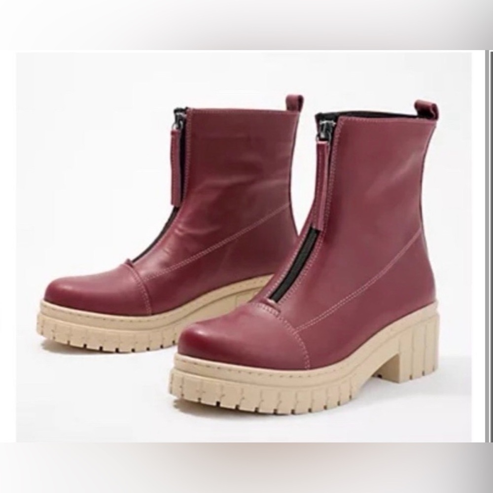 Sheridan Mia Bonaire Leather Ankle Boots in Burgundy Size EU 40 (US 9-9.5)